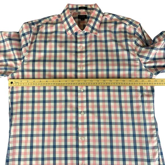 J.Crew Shirt Men Size XL Slim Fit Light Blue Pink Check Classic Preppy Button Up - Picture 8 of 9